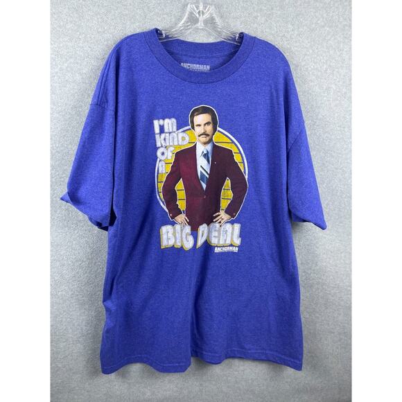 Anchorman Ron Burgundy Kind of a Big Deal Shirt Mens 2XLT Blue Short Sleeve Tee - Picture 1 of 8
